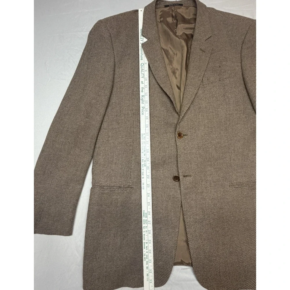 Armani Collezioni 100% Cashmere Brown Herringbone Blazer Men's 44L Italy 1B36E0